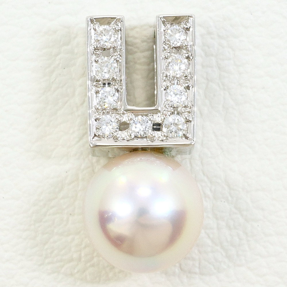 Seiko Jewelry PT900 Platinum Pendant Top with Pearl and Diamond (carat weight...